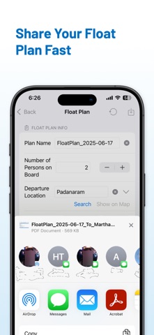 Float Plan Messenger iPhone screenshot