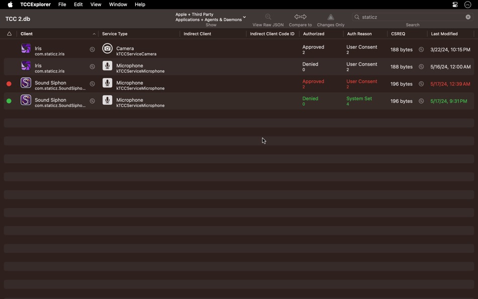 #5. TCCExplorer (macOS) 게시자: Dominic Feira