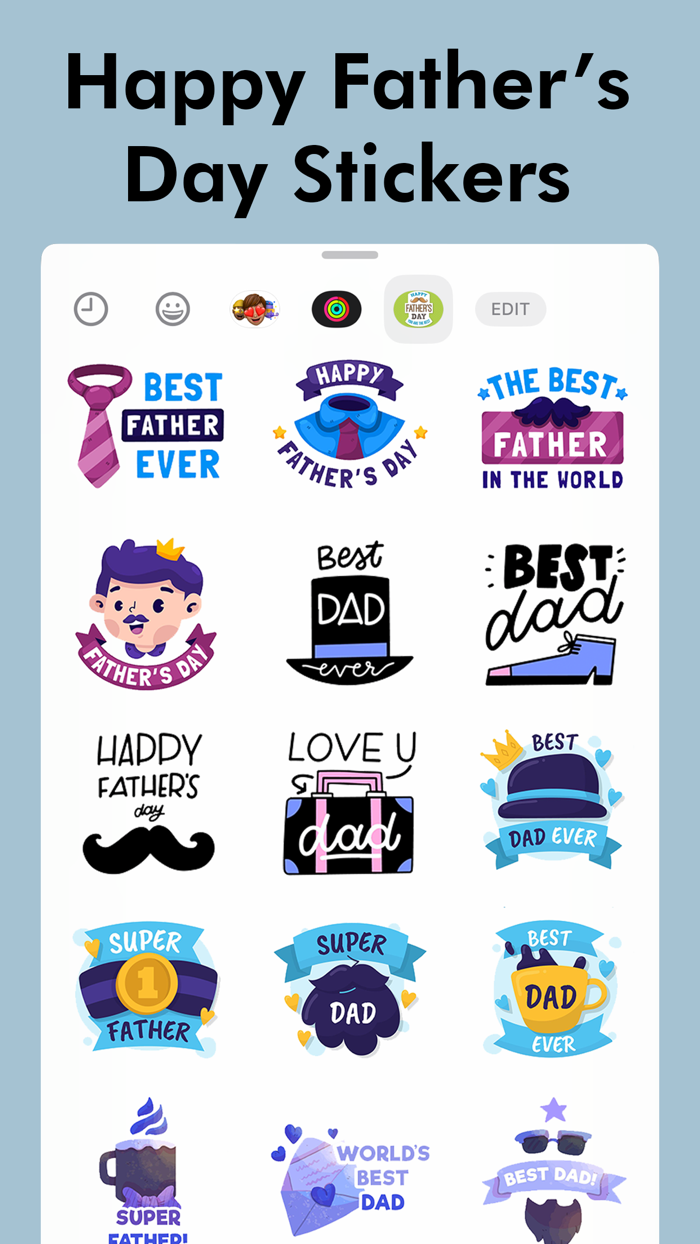 Happy Fathers Day Sticker Set