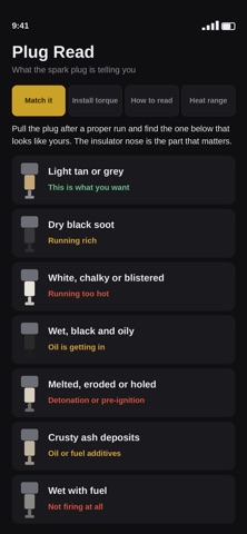 Spark Plug Reader iPhone screenshot