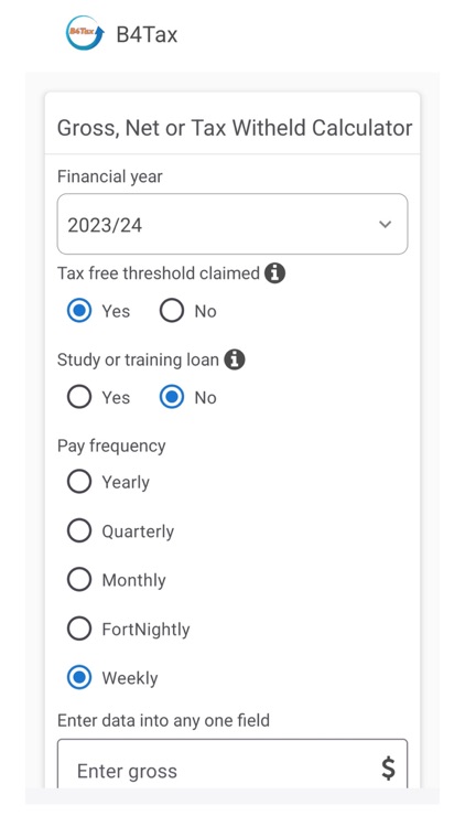 B4Tax – Reverse Tax Calculator