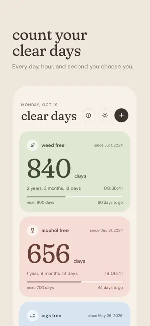 Clear Days: Quit Tracker screenshot 1