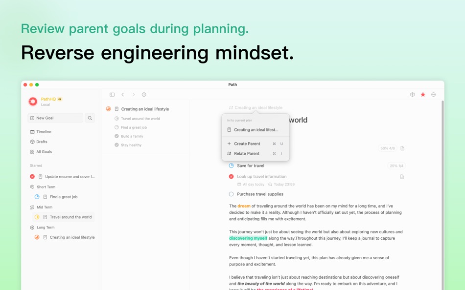 #2. Path-Goal Tracker, To-Do List (macOS) Podle: 万达 胡