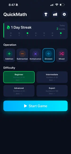 Quick Math: Speed Brain Game screenshot 1