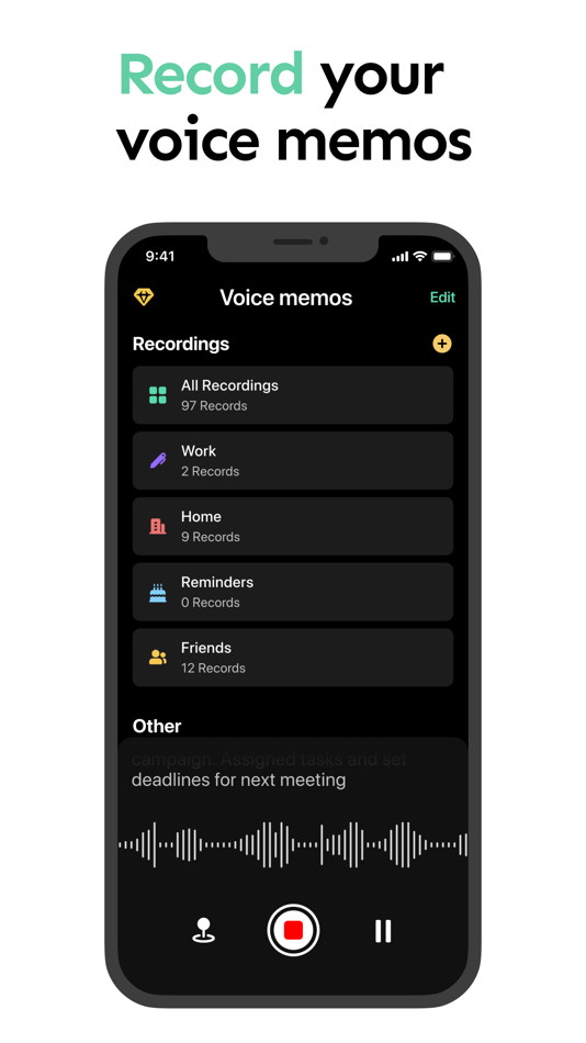 #3. Voice Memos: AI Audio Recorder (iOS) 由: Dzionis Brek