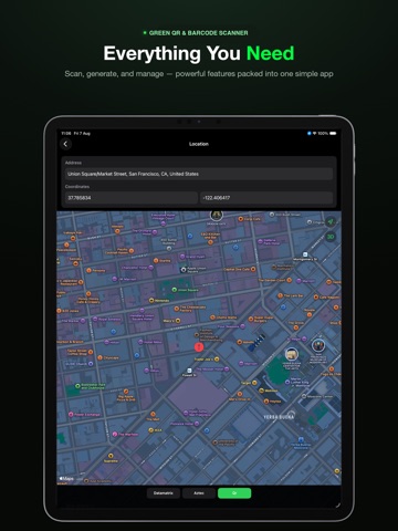 Green QR & Barcode Scanner iPad screenshot