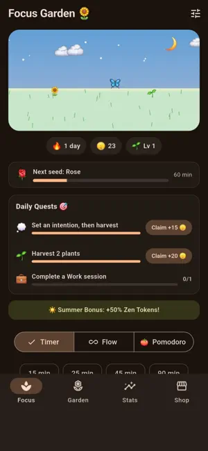 Focus Garden: Time your Growth screenshot 2