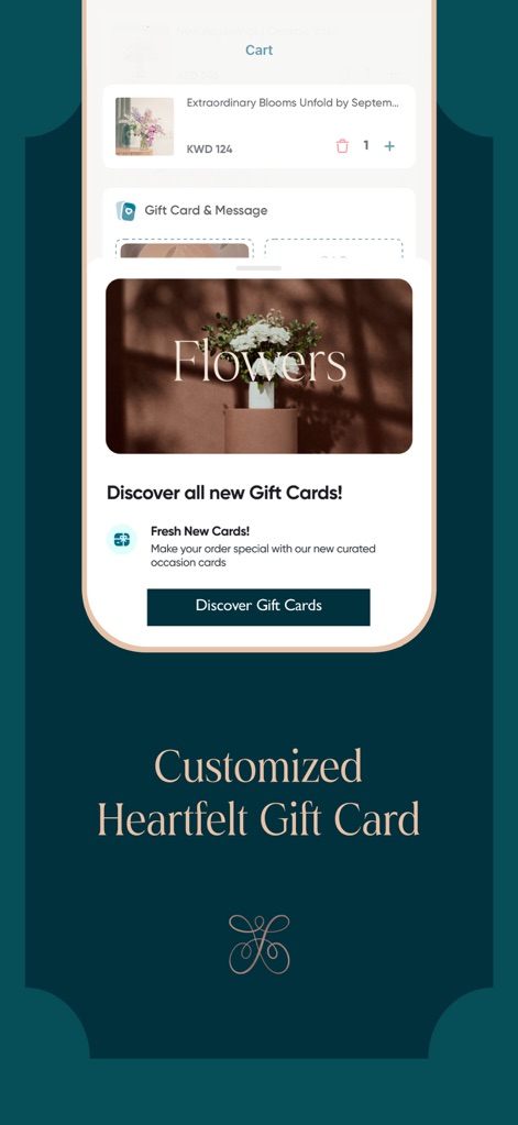 Floward Online Flowers & Gifts - L'application simplifie l'envoi de cartes-cadeaux touchantes, permettant aux utilisateurs de gérer le panier et d'explorer une sélection variée de cartes-cadeaux numériques.