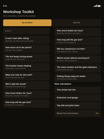 Workshop Toolkit iPad screenshot