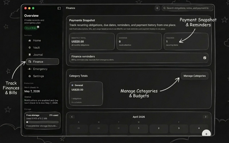 Afterlife: Passwords & Journal iPhone screenshot