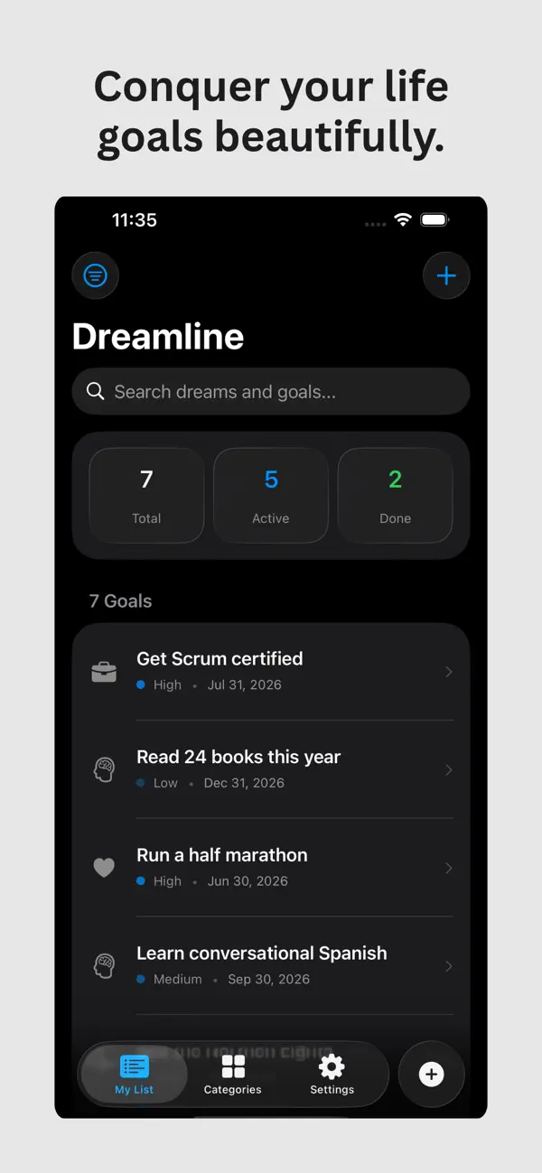 Screenshot #1 pour Dreamline - Life Goals