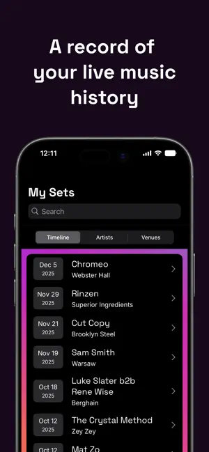 Set Times - Live Music Log screenshot 1