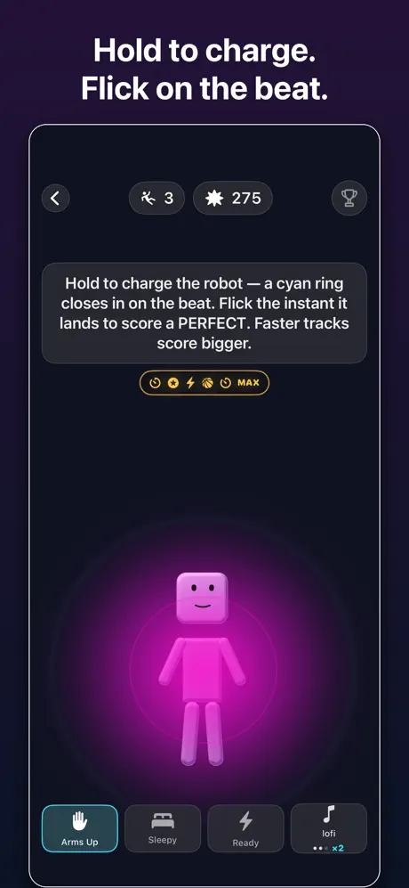 Let's Dance Robot: charging up the robot before a throw