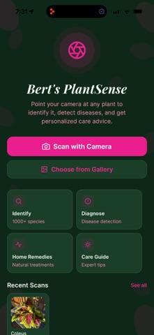 Bert's Plant Sense app screenshot