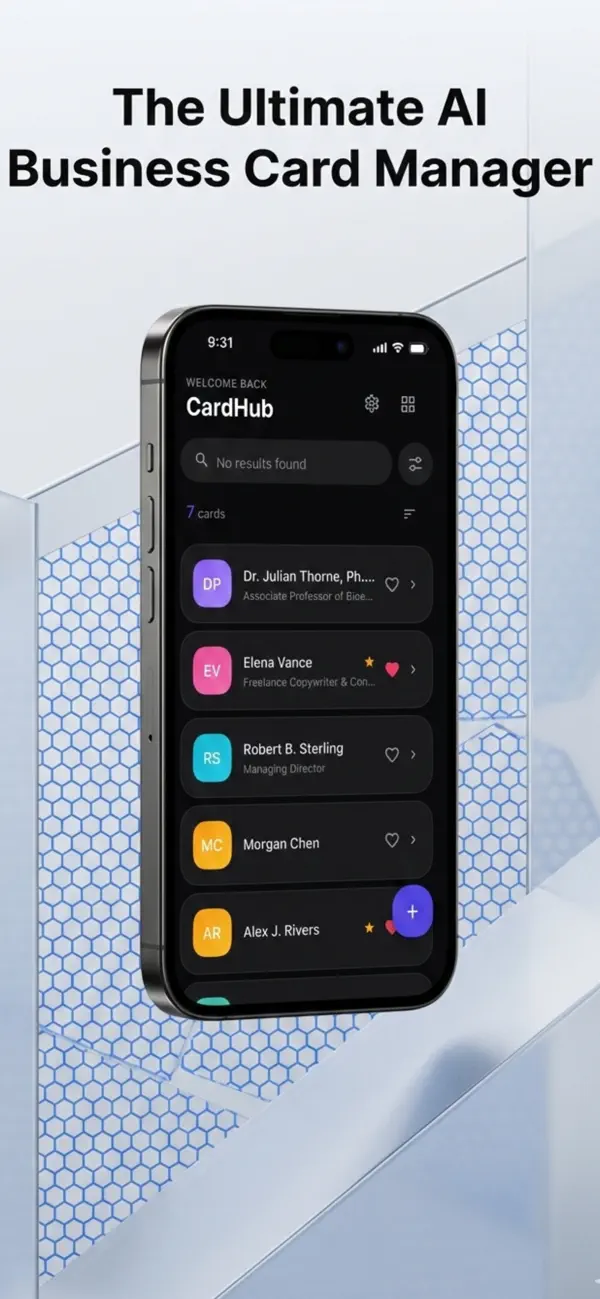 Screenshot #1 pour CardHub: Business Card Scanner