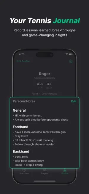 Tennis Notebook: Match Journal screenshot 4