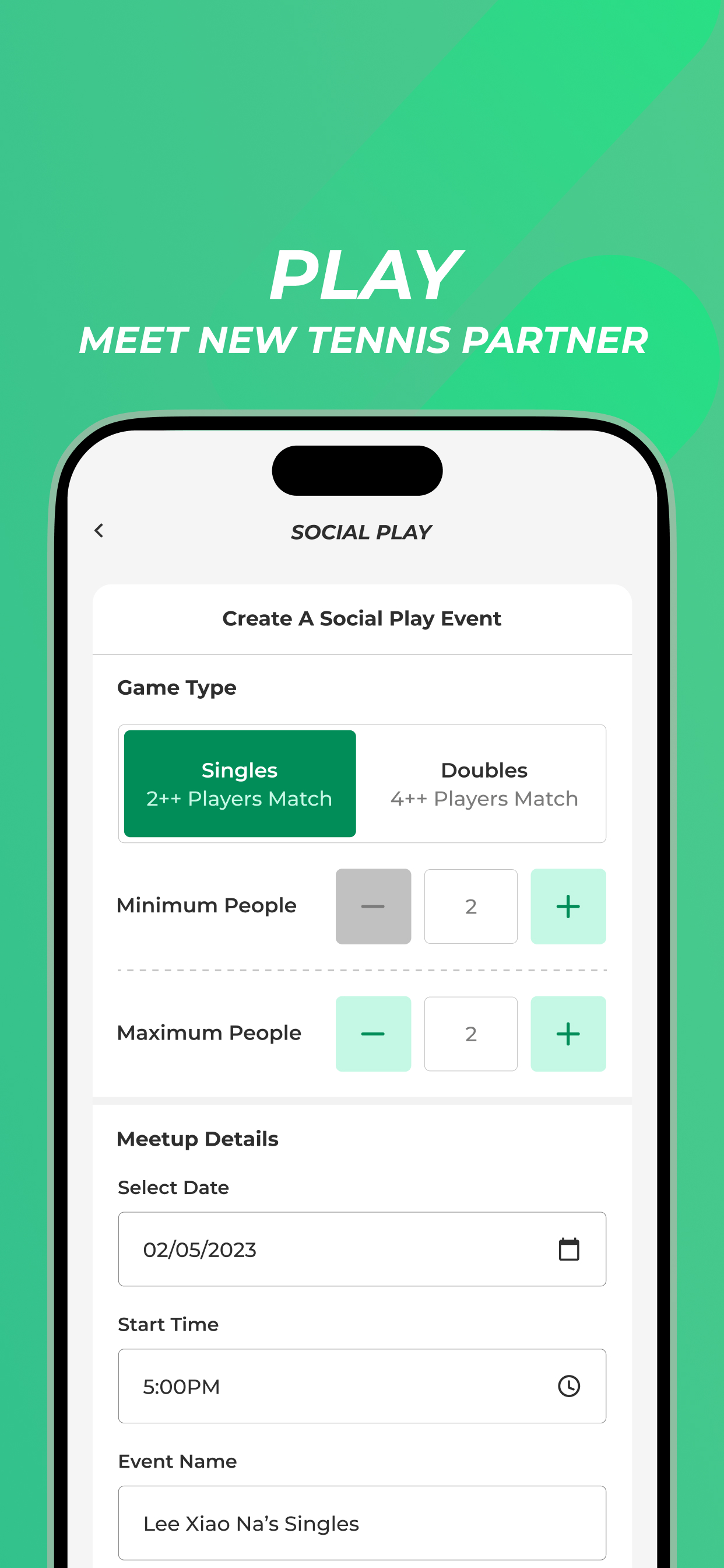 SingTennis App