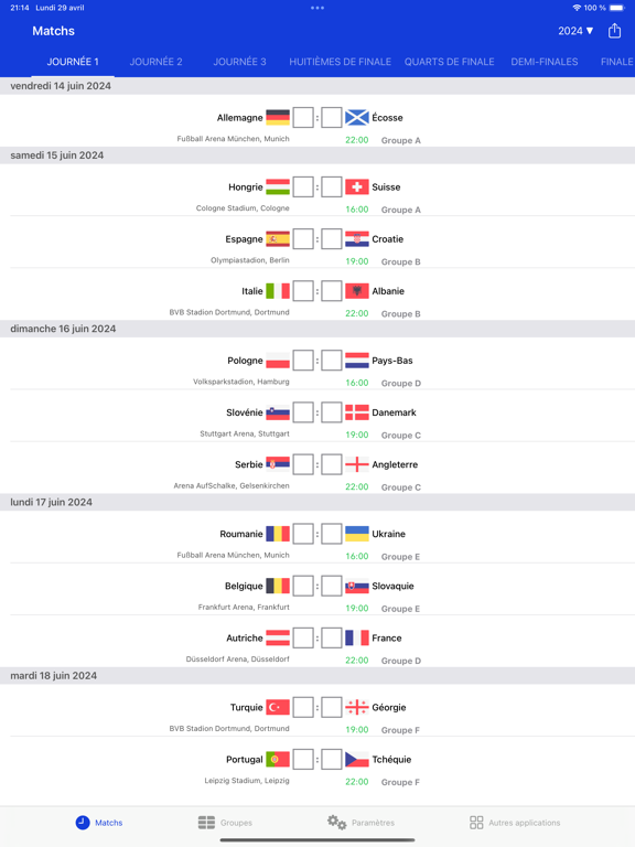 Screenshot #4 pour Calendrier Championnat Europe