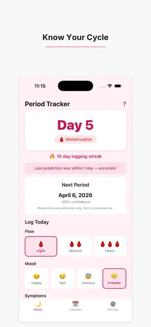 Period Tracker - Cycle Log screenshot 1