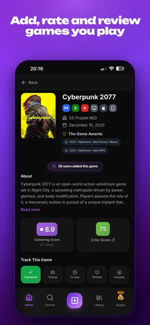 Gamerlog: Video Game Tracker screenshot 2