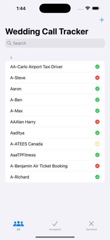 Wedding Call Tracker screenshot