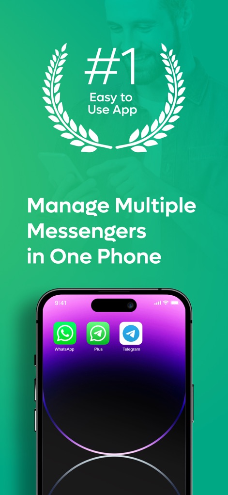 Plus: Dual Messenger for iPad - The app demonstrates its central role in managing multiple communication platforms, showcasing integrated access to WhatsApp and Telegram from a single device.