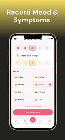 Period Tracker App - Lunara iPhone screenshot