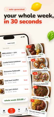 yumzy: meal plan & grocery iPhone screenshot