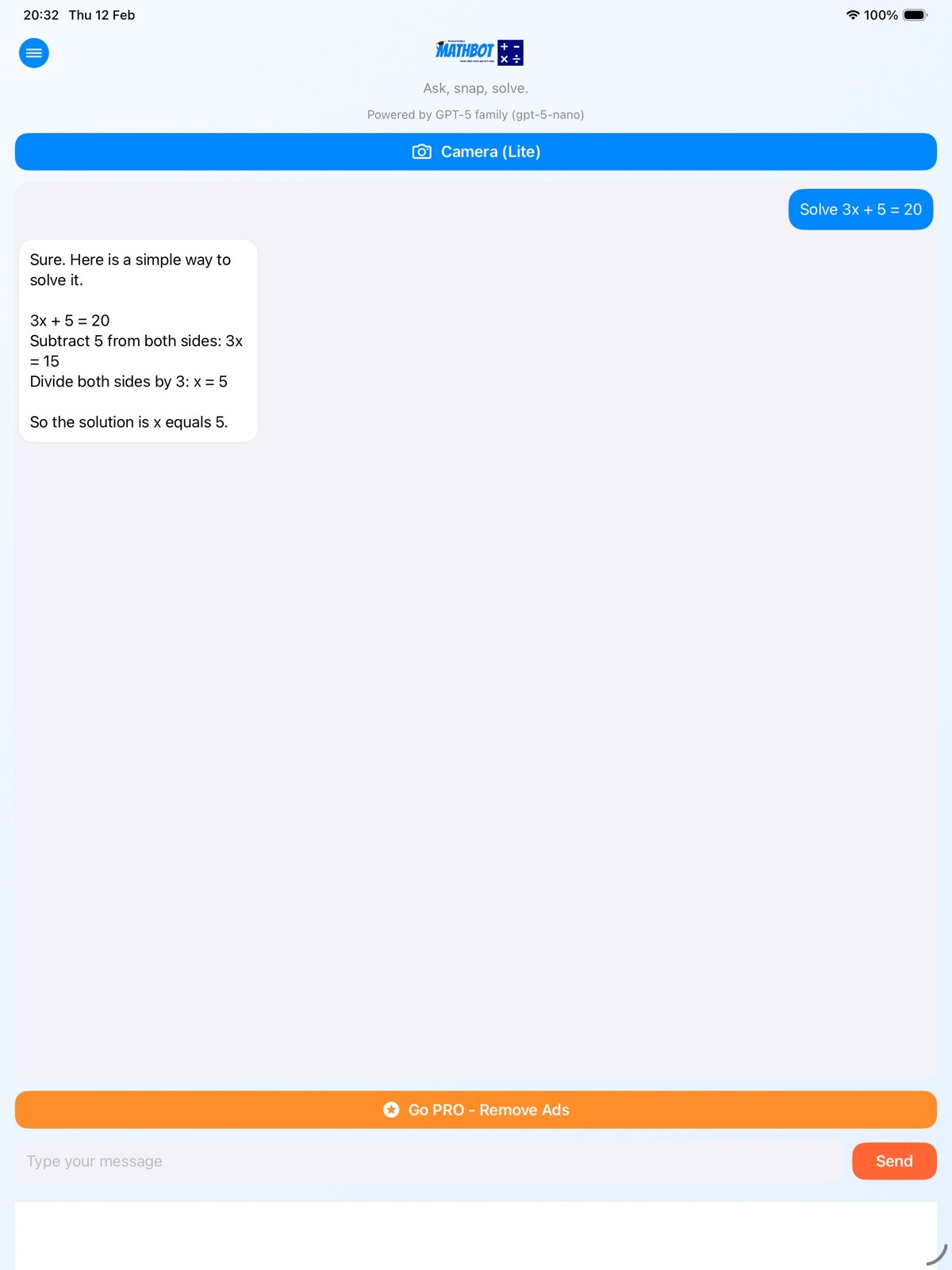 AI MathBot ipad screenshot 2