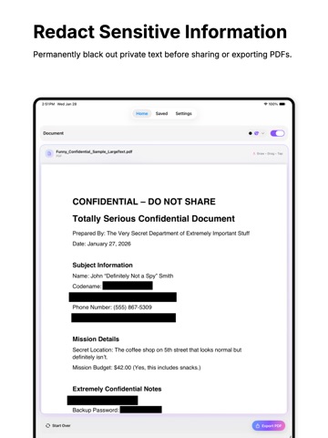 Redacted – Blackout PDFs iPad screenshot