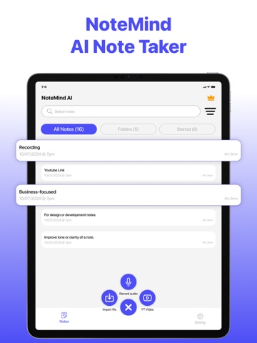 AI Note Taker : TLDL Notes iPad screenshot