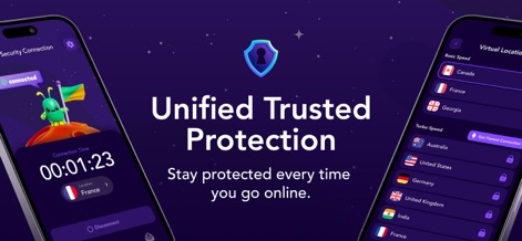 Nova Shield – Safiora - This tool empowers users with seamless online security, showcasing an active "Security Connection" status and a robust list of "Virtual Locations" for global server access.