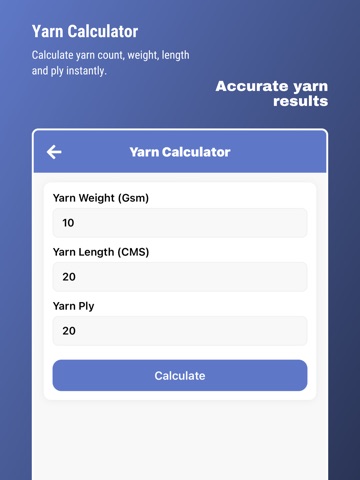Textile Calculator: Yarn & GSM iPad screenshot