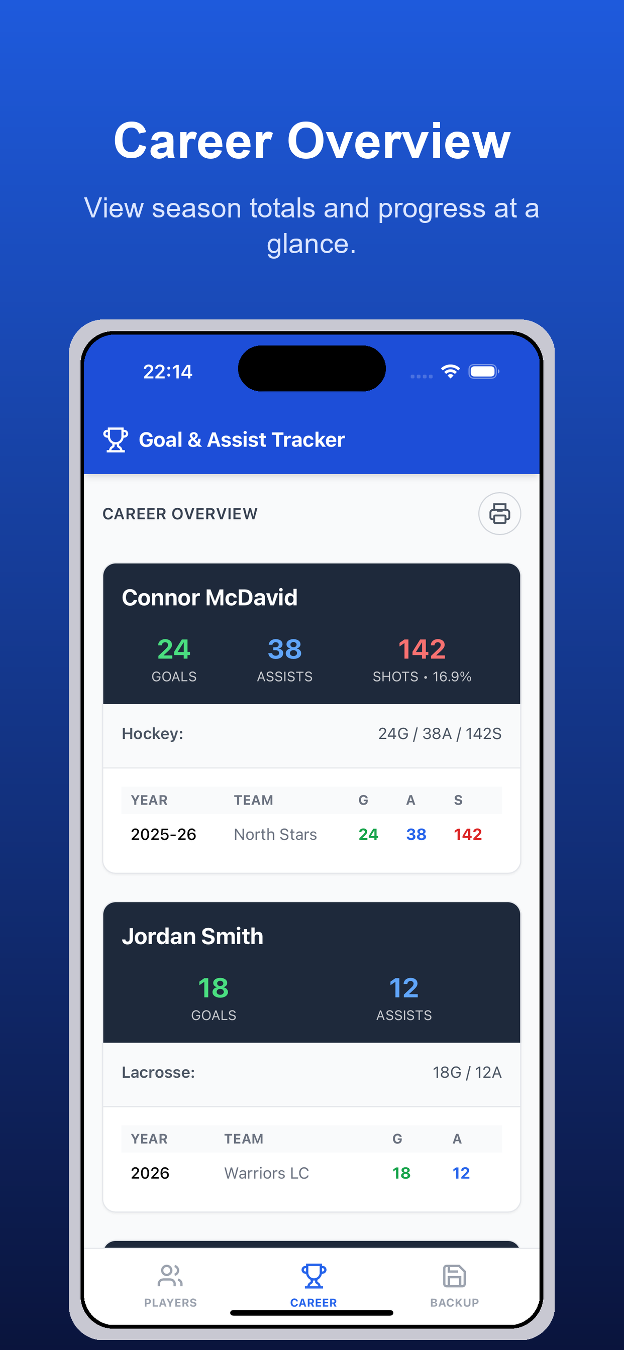 Goals & Assists Tracker screenshot 3