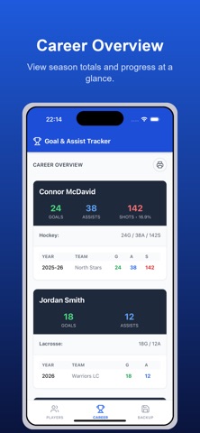Goals & Assists Tracker screenshot