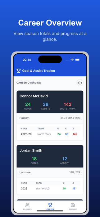 Goals & Assists Tracker Screenshot 3 of 6
