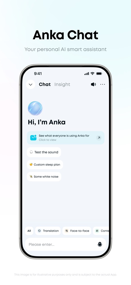 Anker soundcore App Store screenshot 3, headline “Anka Chat”. Says “you” or “your”.