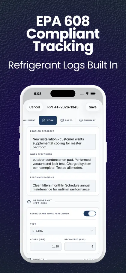 Screenshot 3 di 5 di ServiceScribe: HVAC Reports