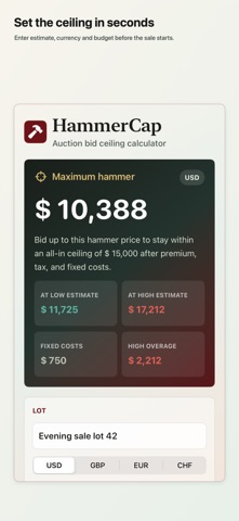 HammerCap Auction Calculator screenshot