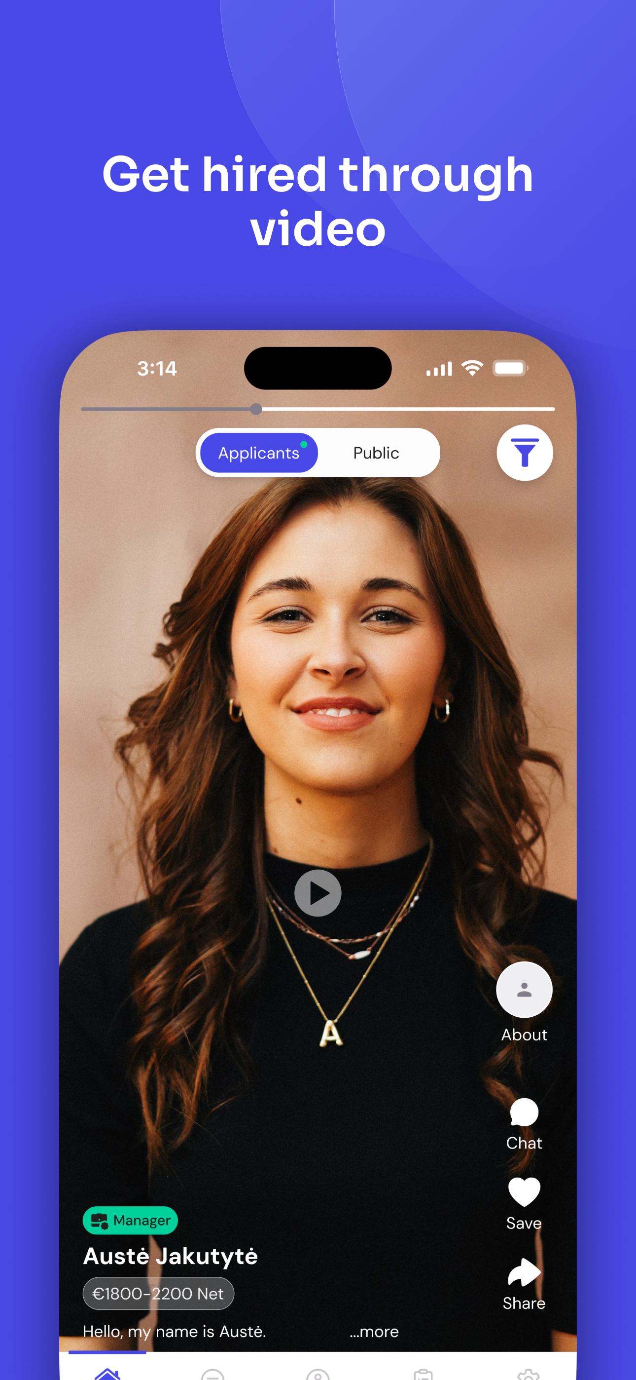 Oftet: Video job platform screenshot 2