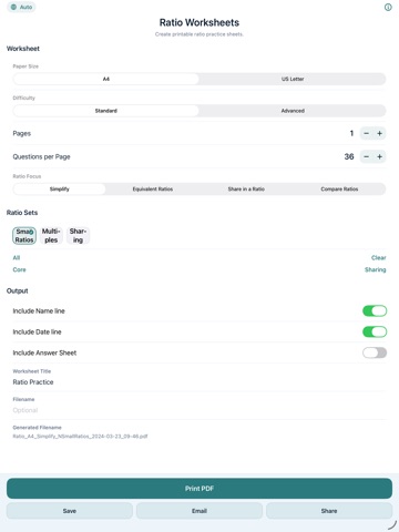 Ratio Worksheets iPad screenshot