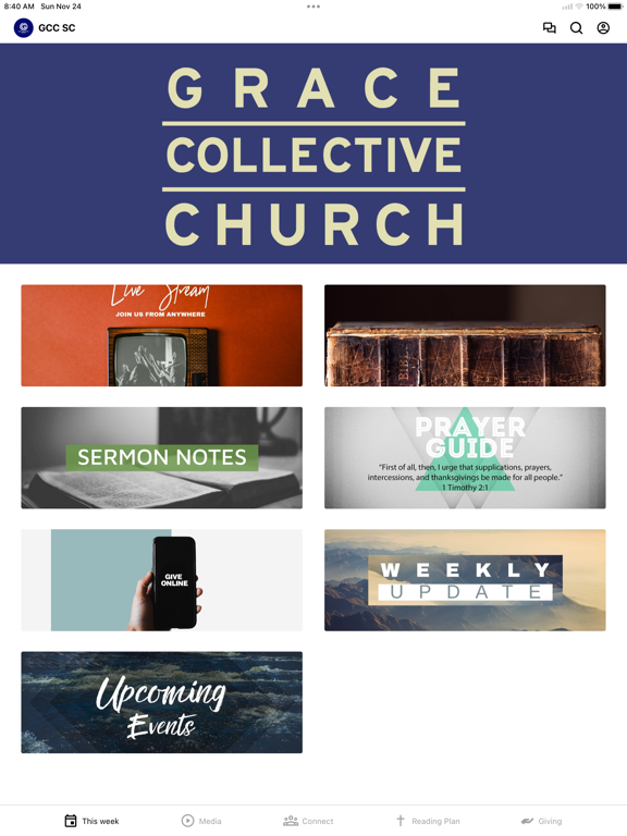 Grace Collective Church iPad screenshot 1 - Education app