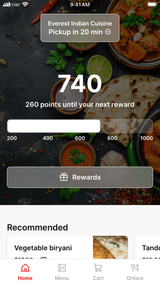 Everest Indian Cuisine iPhone screenshot 1 - Food & Drink app