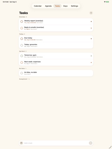 LiLiCal iPad screenshot