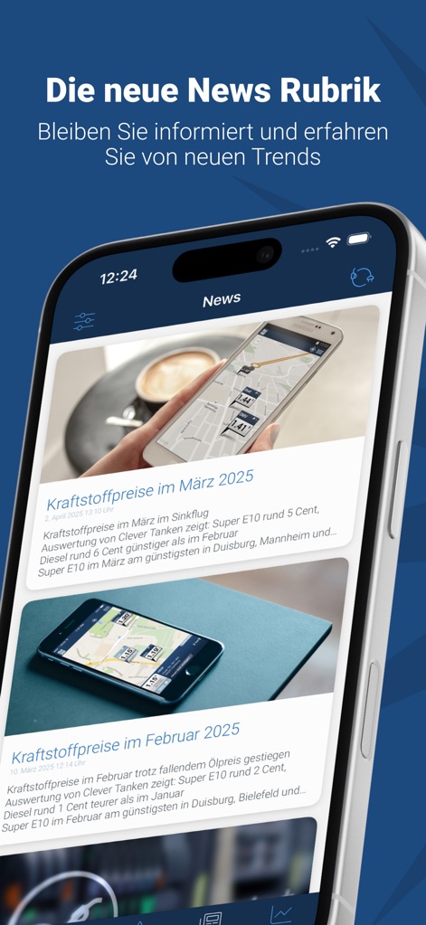 clever-tanken.de - Über die neue News-Rubrik informiert die App Nutzer über aktuelle Marktentwicklungen und bietet detaillierte Artikel zu Kraftstoffpreisen und relevanten Themen.
