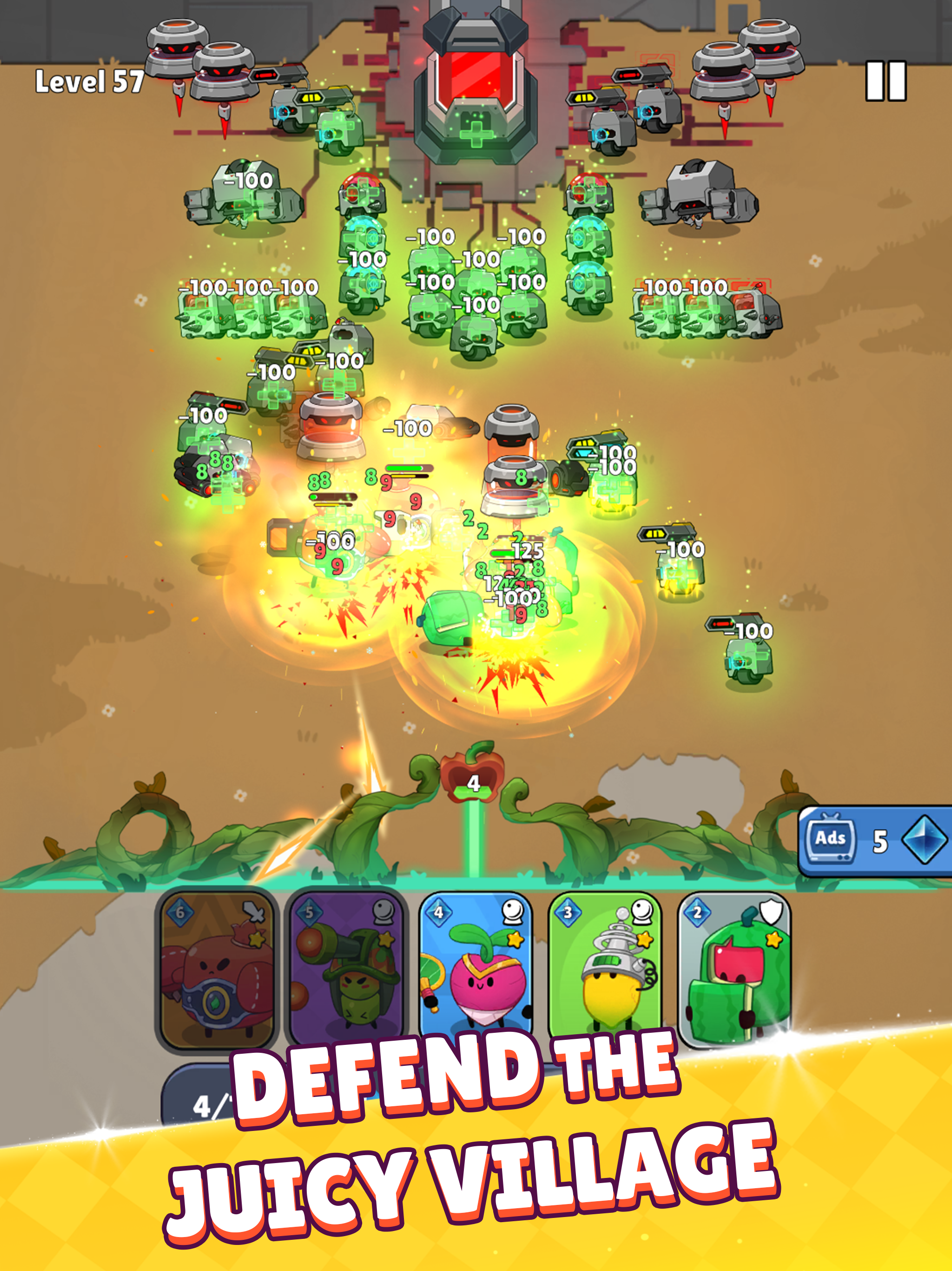 Juicy Defend - Fruit vs Robot
