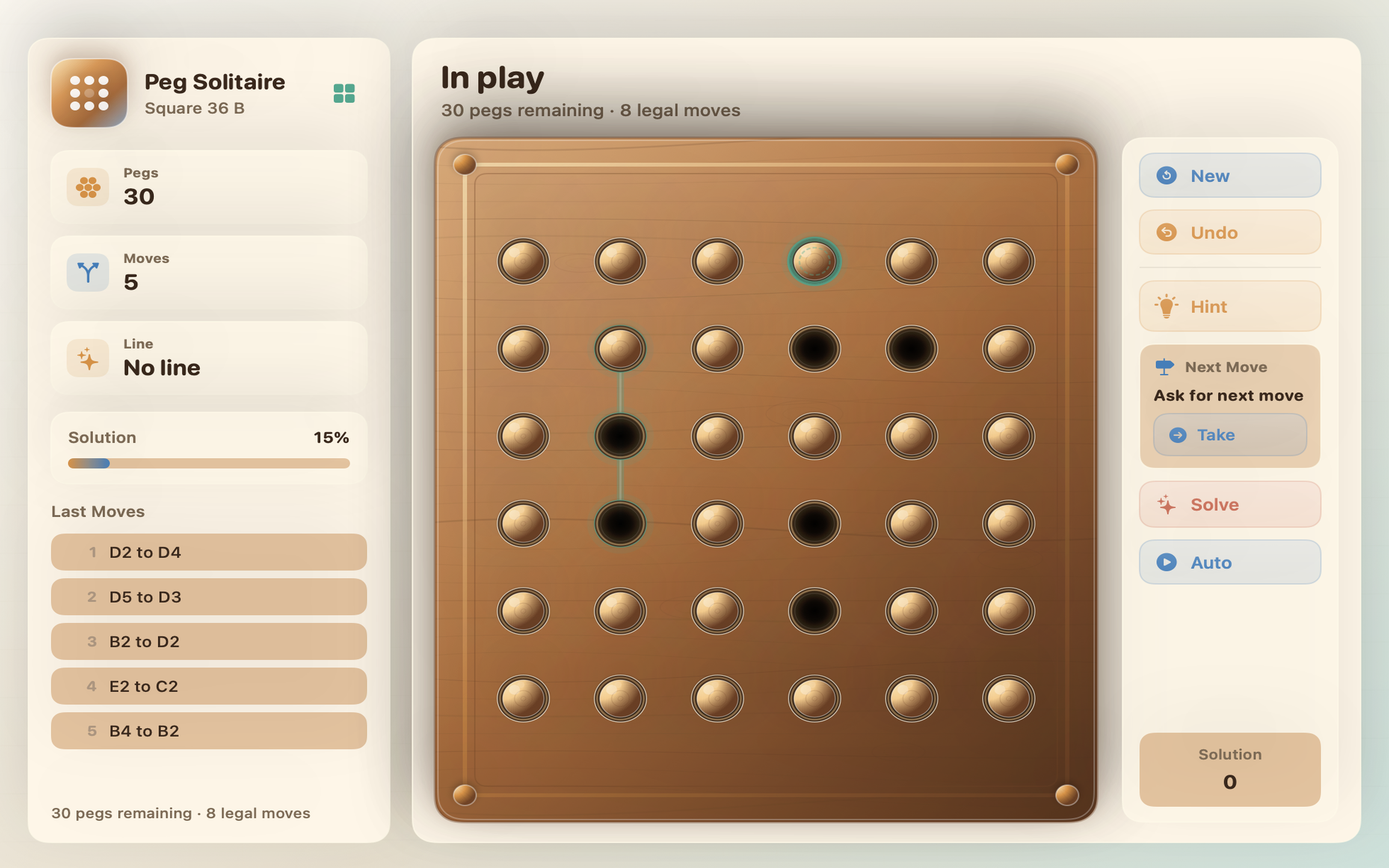 Wood Peg Solitaire screenshot 32