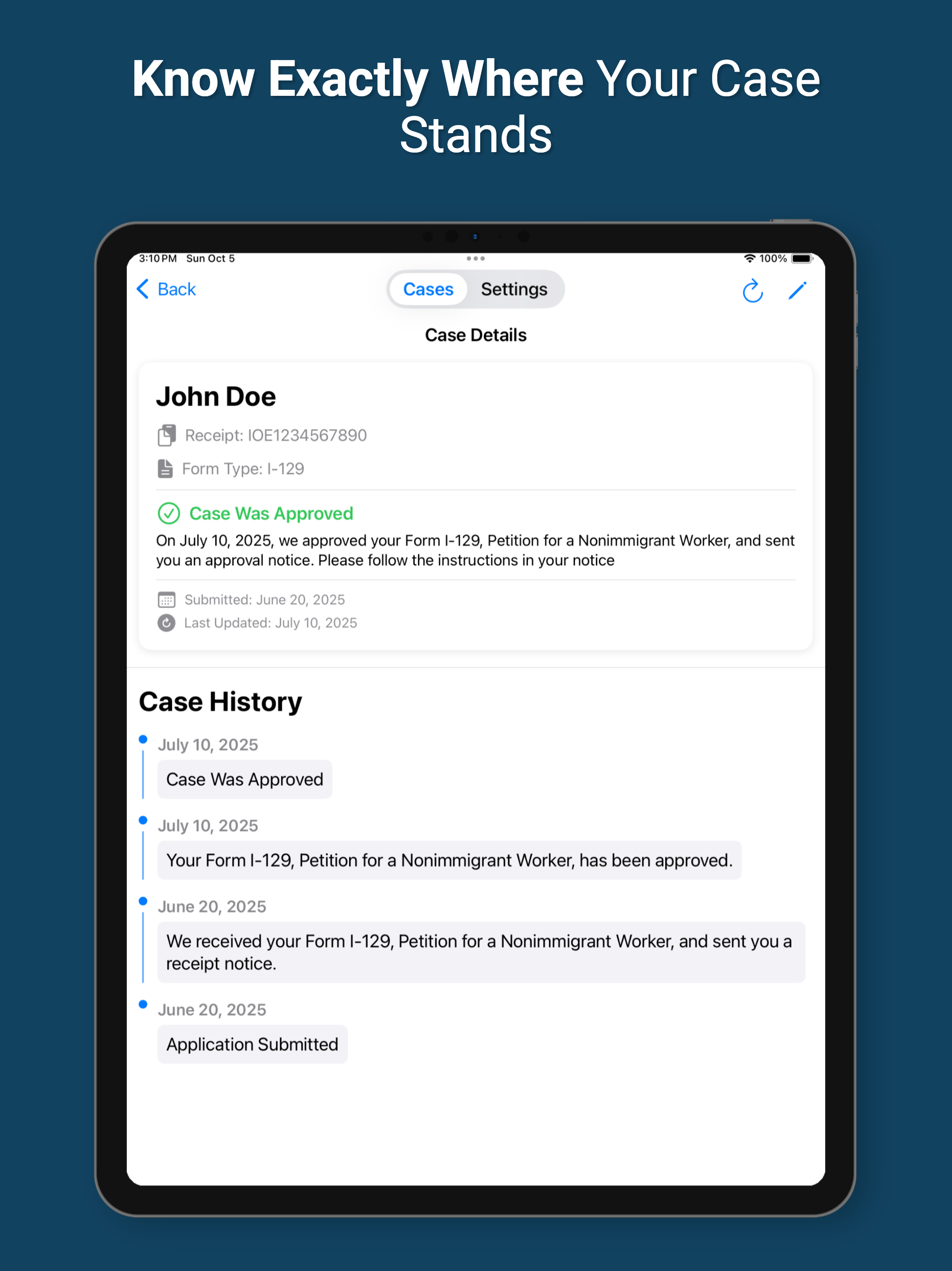 USCIS Case Tracker App