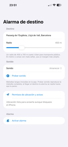 Alarma de destino screenshot