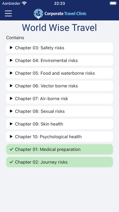 Corporate Travel Clinic Screenshot